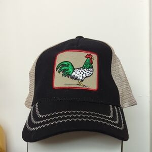 🆕 Black Taupe unisex Trucker Hat Rooster Patch